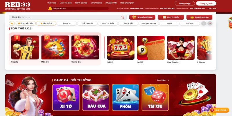 Nhà cái Red88 - Sân chơi giải trí hàng đầu cho game thủ 3 Website nền tảng được thiết kế khoa học với tone màu bắt mắt