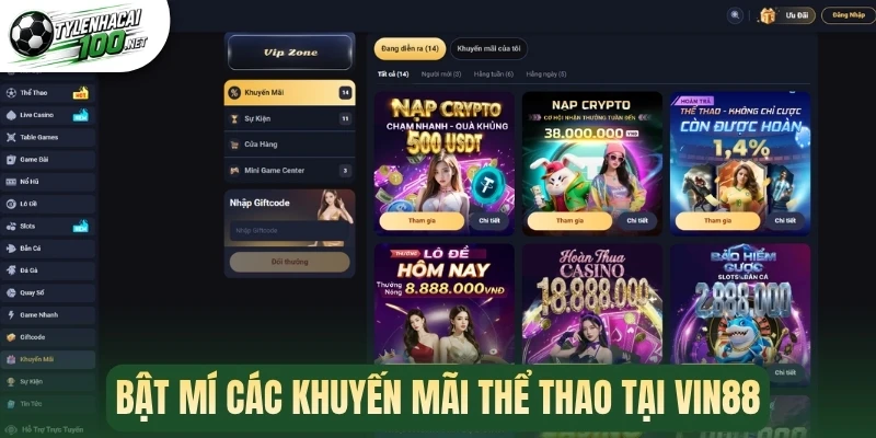 Vin88 - Nhà Cái Cá Cược Bóng Đá Online Uy Tín Châu Á 2 Bật mí các khuyến mãi thể thao tại Vin88