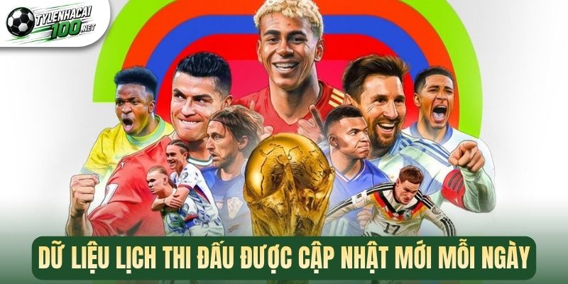 Dữ liệu lịch thi đấu được cập nhật mới mỗi ngày