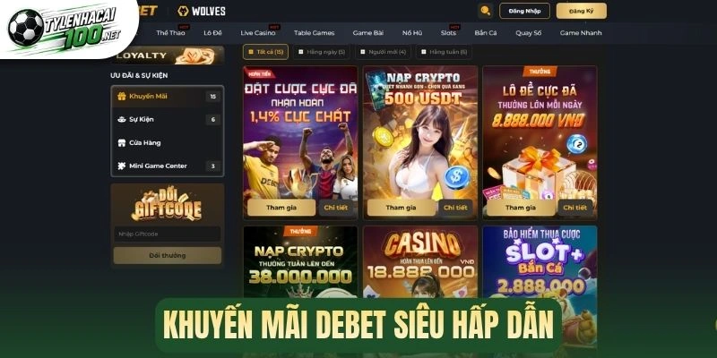 Debet - Nhà Cái Bóng Đá Có Bảng Kèo Chuyên Nghiệp Nhất 2 Khuyến mãi Debet siêu hấp dẫn