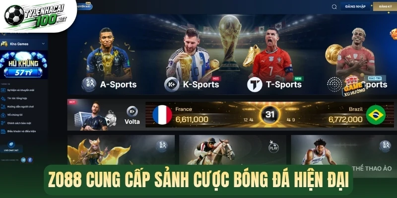 Zo88 cung cấp sảnh cược bóng đá hiện đại