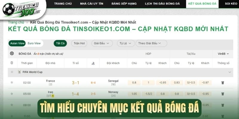 Tìm kiếm kết quả theo giải đấu dễ dàng